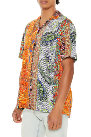 Mixed Paisley Print Rayon Shirt