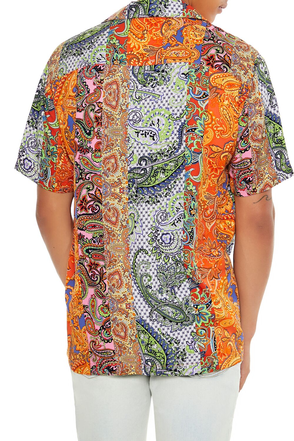  Forever 21 Mixed Paisley Print Rayon Shirt - amber multi - Bonton