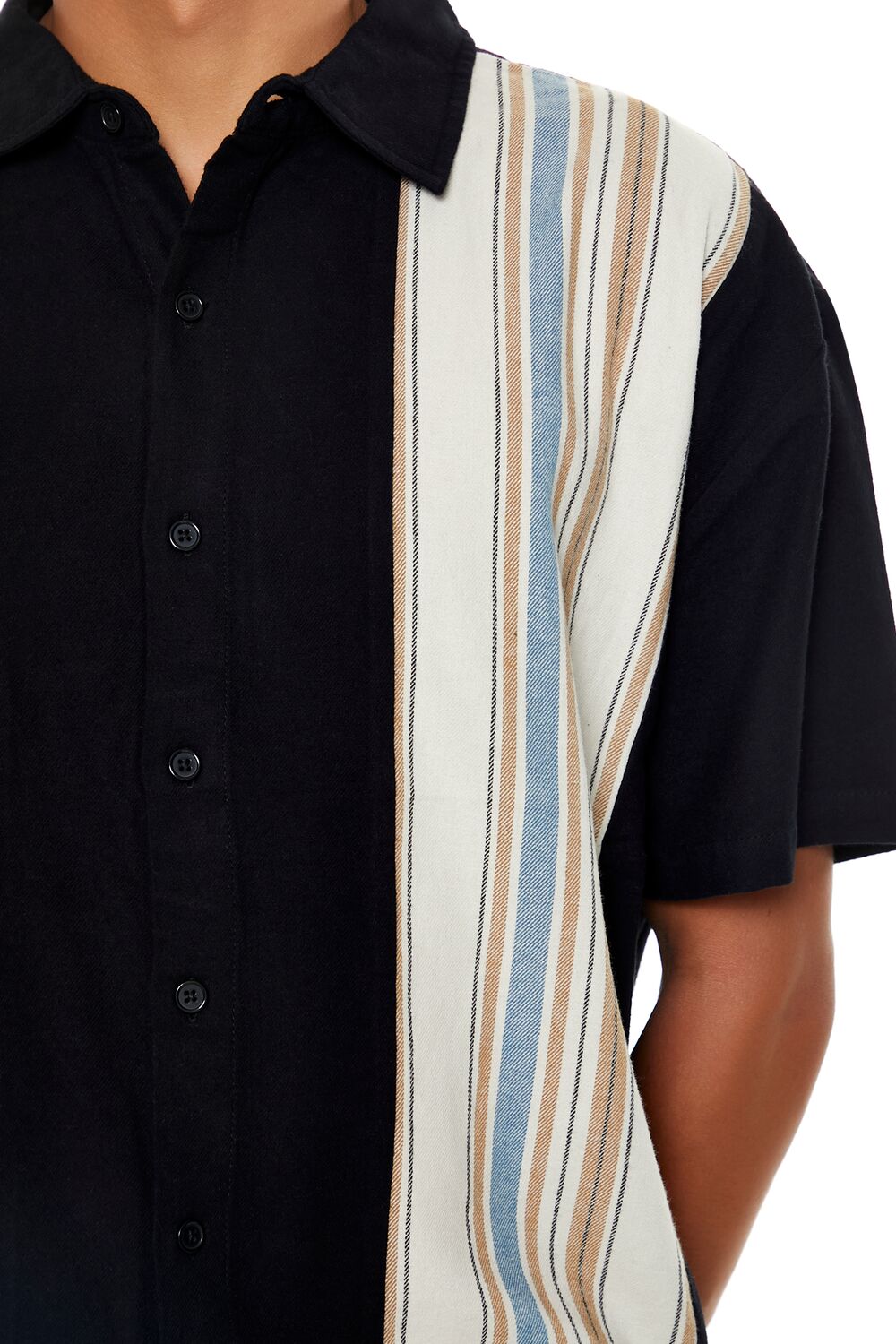 Forever 21 Striped Cotton Shirt - black multi - Bonton