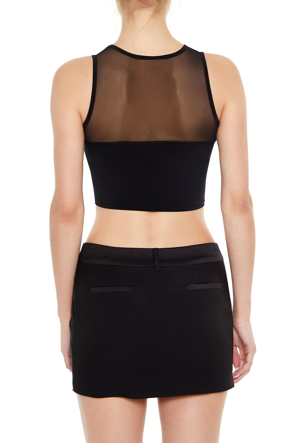  Forever 21 Ruched V-Hem Crop Top - black - Bonton