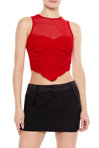 Ruched V-Hem Crop Top