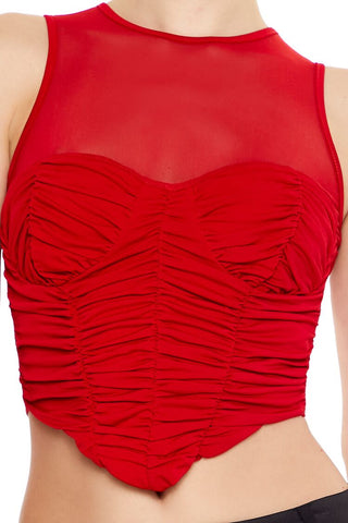 Ruched V-Hem Crop Top