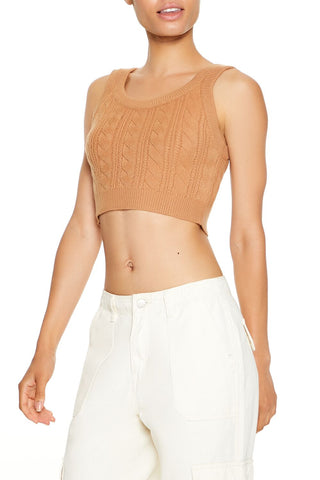 Cable Sweater-Knit Crop Top