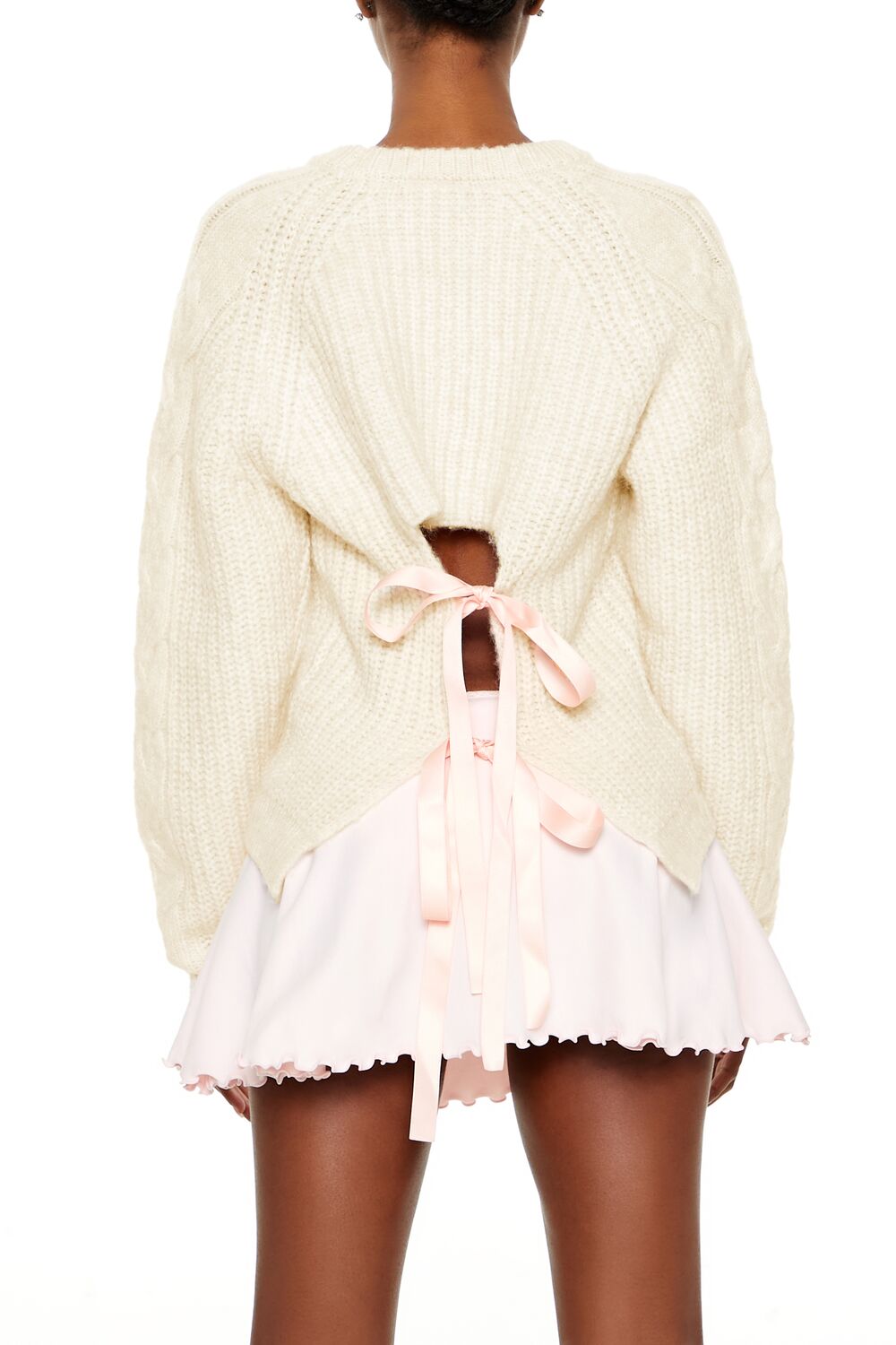  Forever 21 Tie-Back Bow Sweater - cream - Bonton