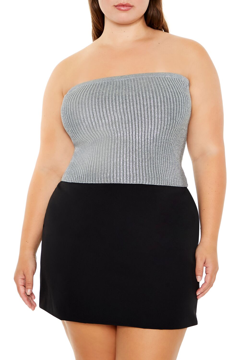  Forever 21 Plus Size Metallic Tube Top - grey - Bonton