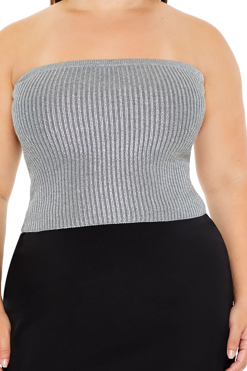  Forever 21 Plus Size Metallic Tube Top - grey - Bonton