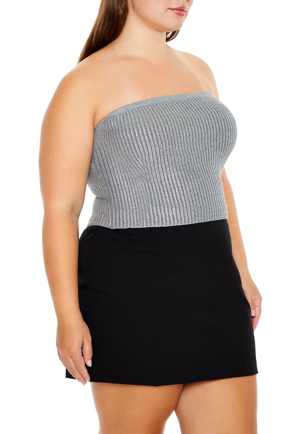  Forever 21 Plus Size Metallic Tube Top - grey - Bonton