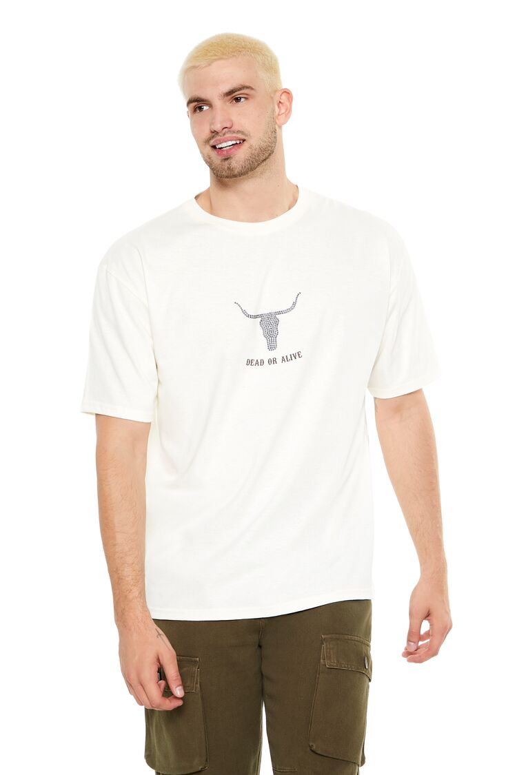  Forever 21 Studded Dead Or Alive Graphic Tee - cream multi - Bonton