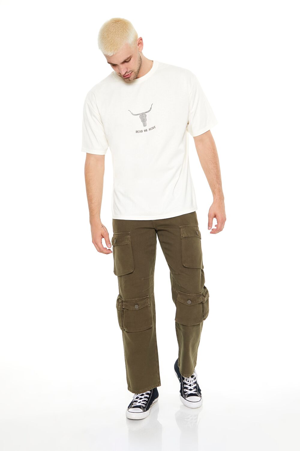  Forever 21 Studded Dead Or Alive Graphic Tee - cream multi - Bonton