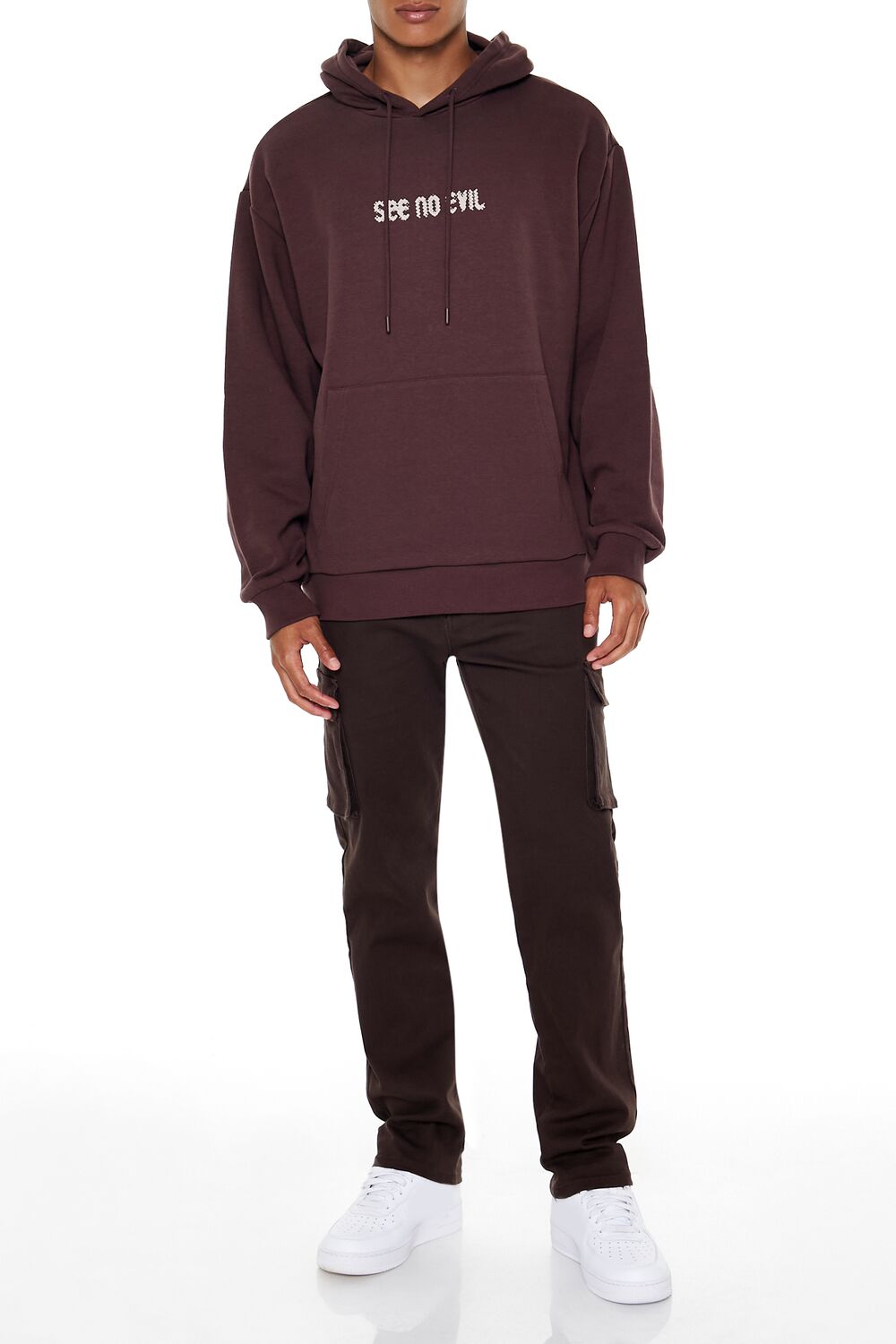  Forever 21 See No Evil Graphic Hoodie - dark cocoa taupe - Bonton