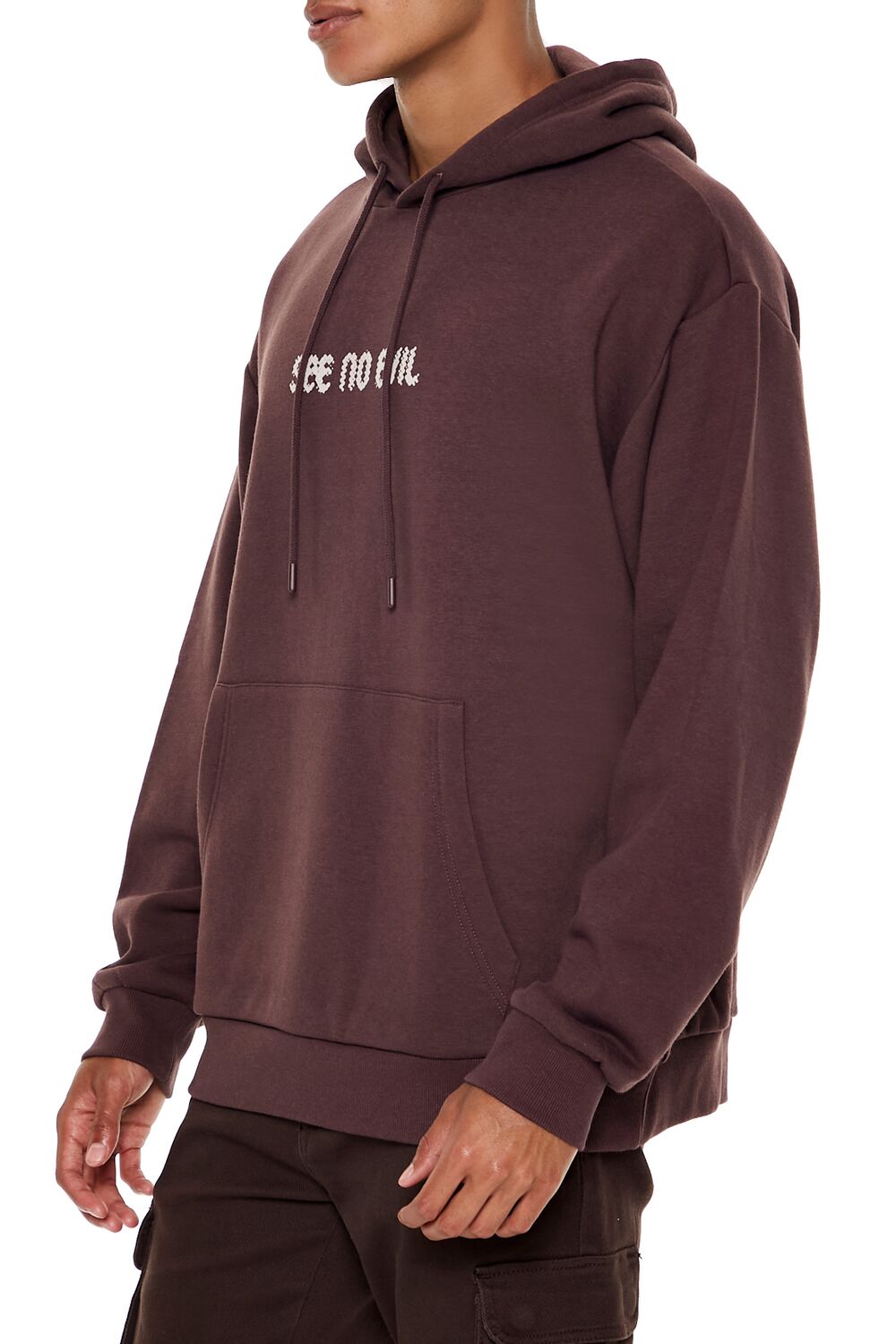  Forever 21 See No Evil Graphic Hoodie - dark cocoa taupe - Bonton