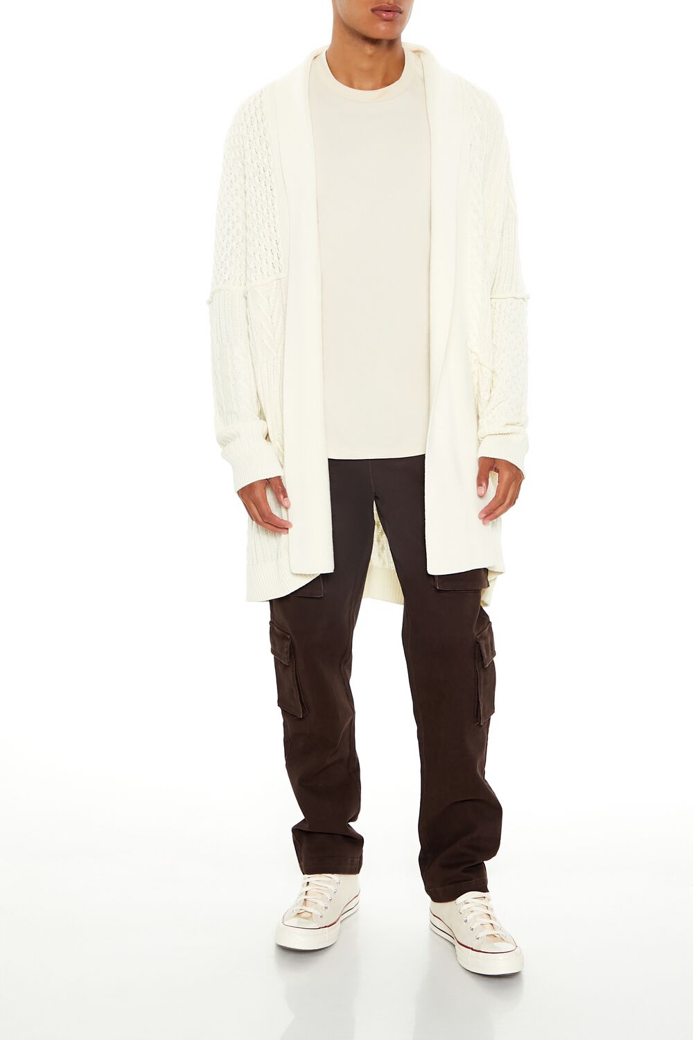  Forever 21 Fisherman Cardigan Sweater - cream - Bonton
