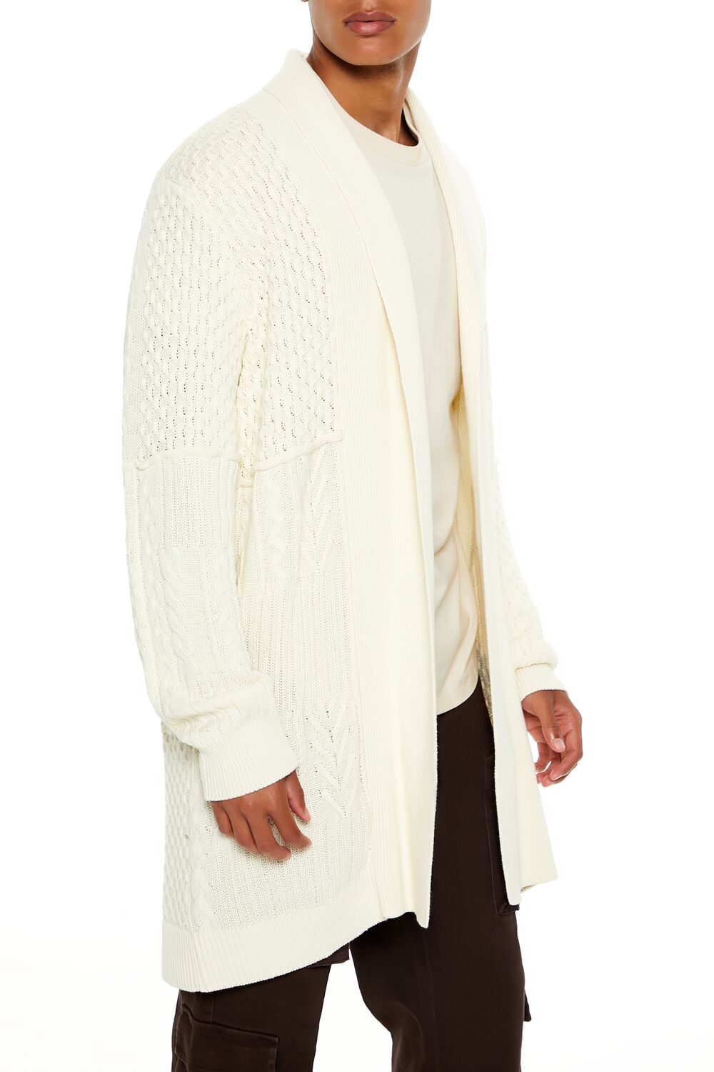  Forever 21 Fisherman Cardigan Sweater - cream - Bonton