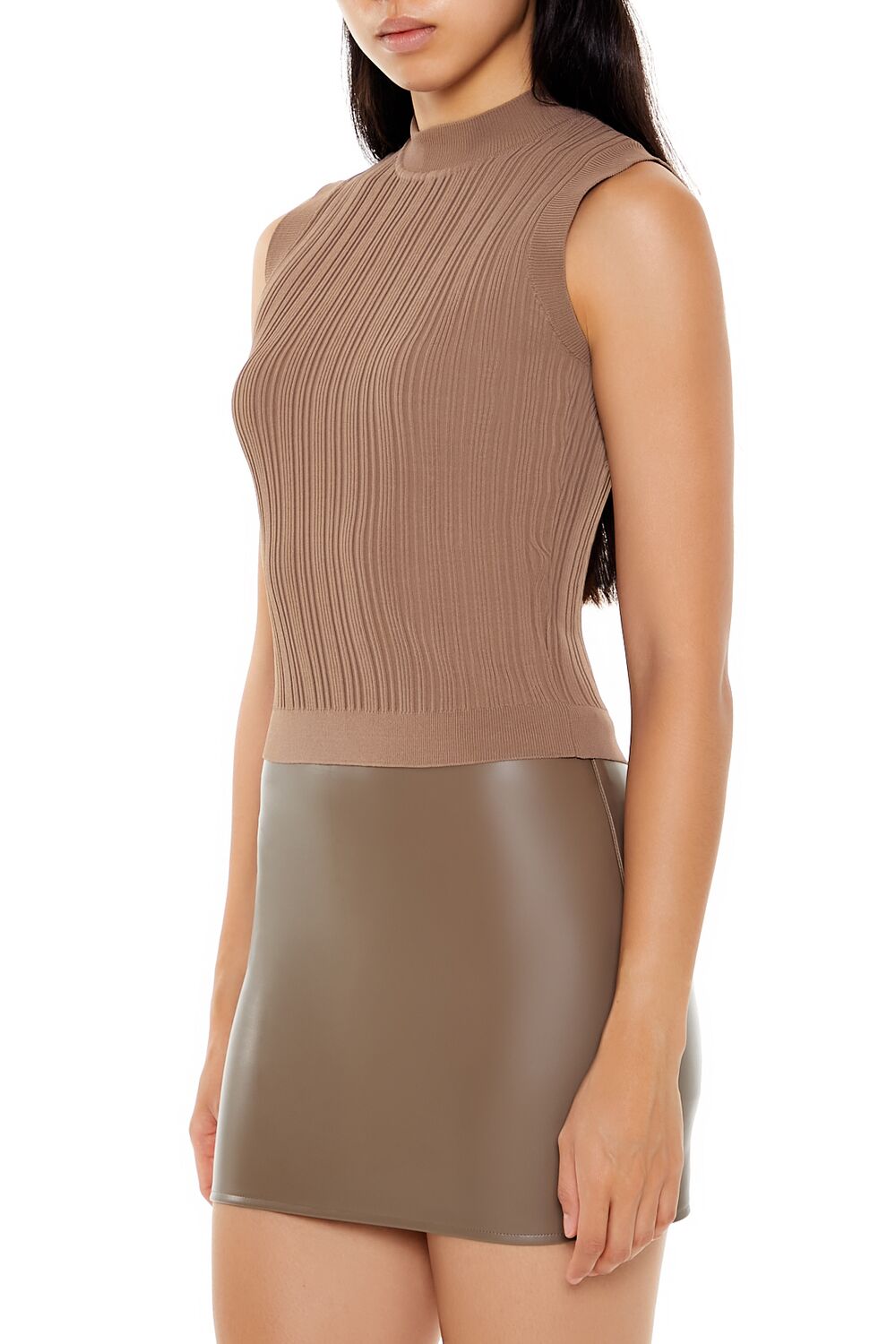  Forever 21 Sleeveless Sweater-Knit Top - white - Bonton