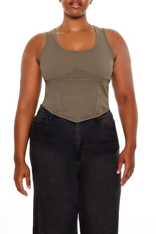 Plus Size Sweater-Knit Corset Tank Top
