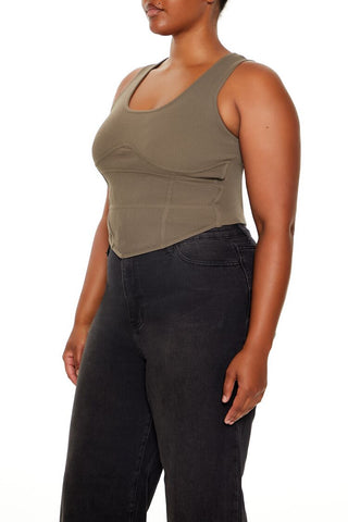 Plus Size Sweater-Knit Corset Tank Top