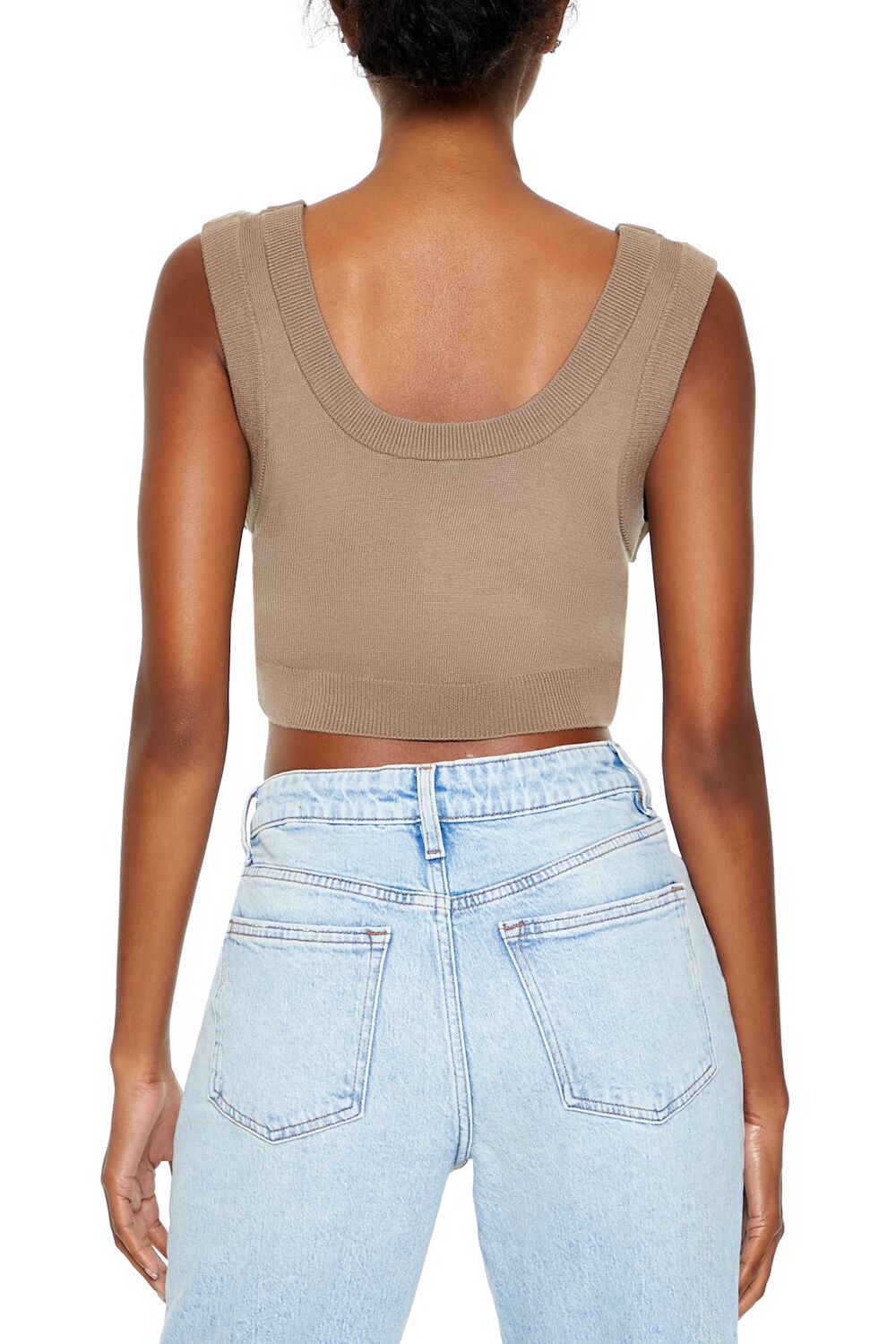  Forever 21 Cropped Sweater Vest - ash brown - Bonton