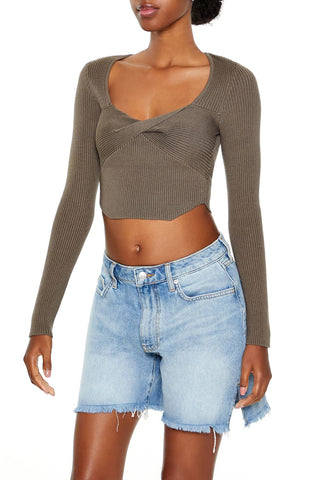 Twisted Sweater-Knit Crop Top