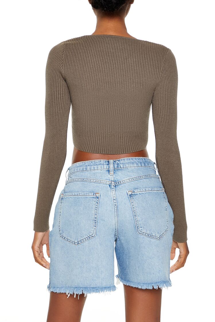  Forever 21 Twisted Sweater-Knit Crop Top - white - Bonton