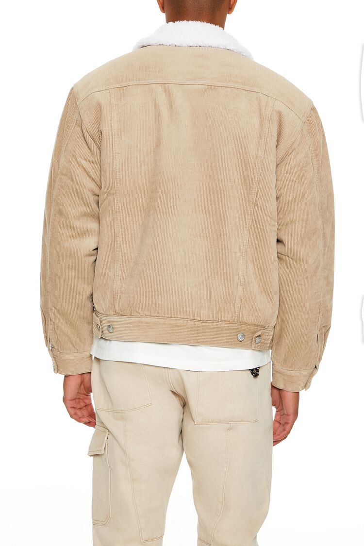  Forever 21 Faux Shearling-Trim Trucker Jacket - taupe-cream-swatch - Bonton