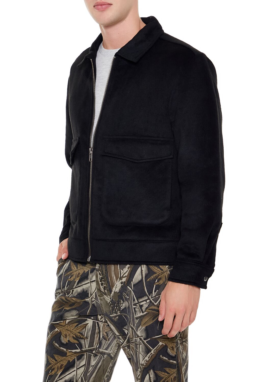  Forever 21 Zip-Up Trucker Jacket - black-swatch - Bonton