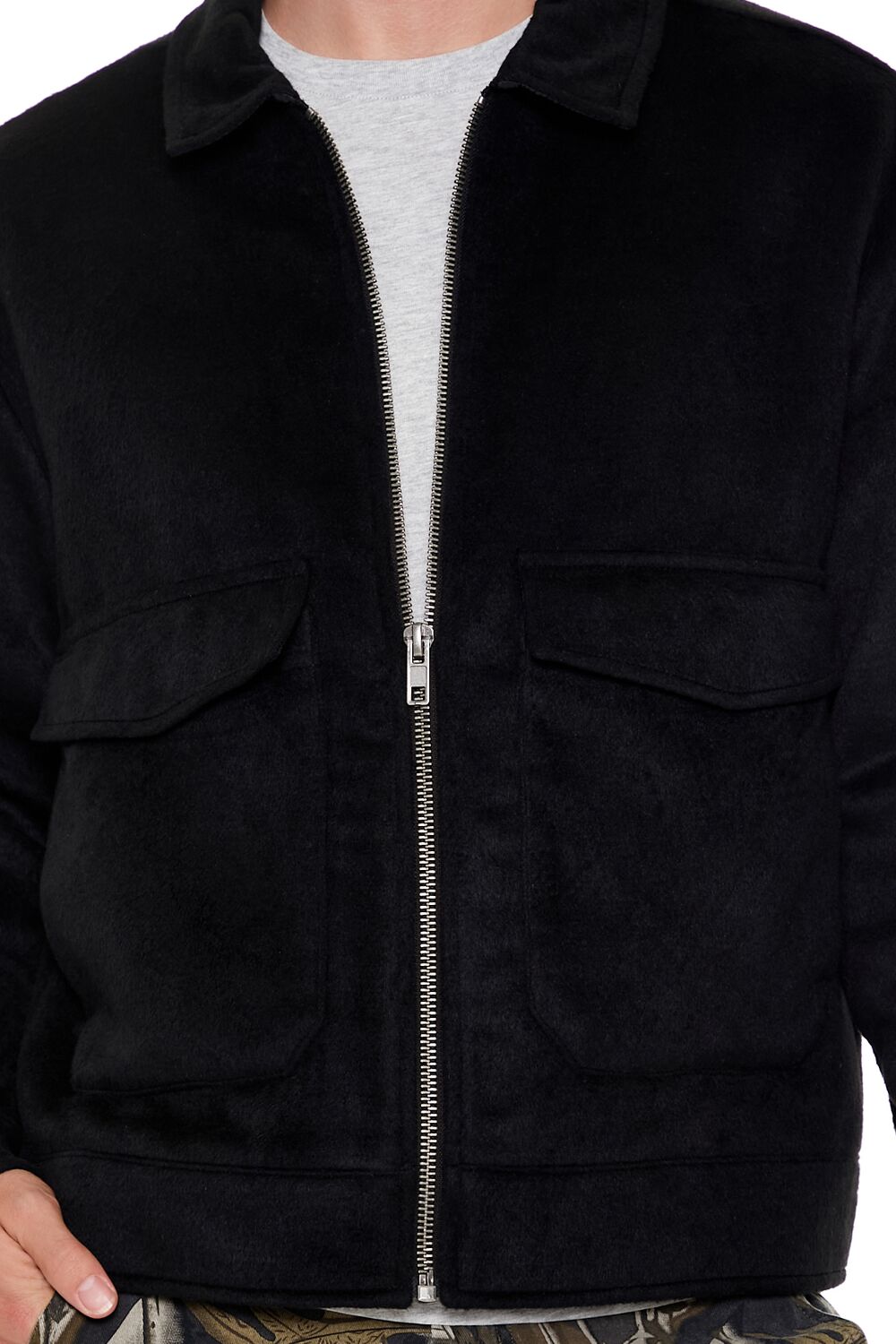  Forever 21 Zip-Up Trucker Jacket - black-swatch - Bonton