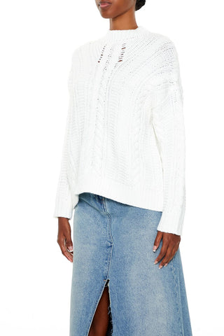 Lace-Back Cable Knit Sweater