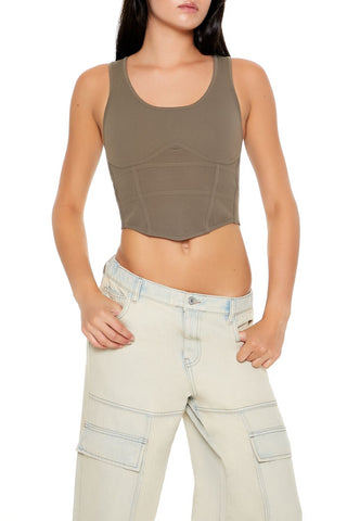 Sweater-Knit Corset Tank Top