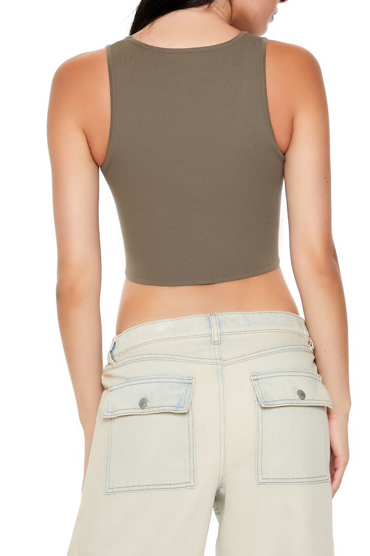  Forever 21 Sweater-Knit Corset Tank Top - ash brown - Bonton