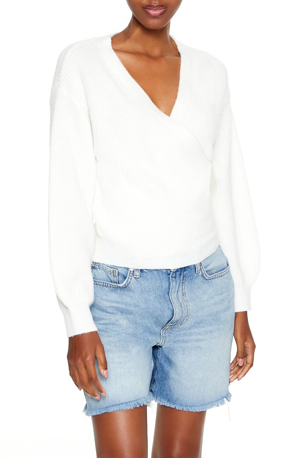  Forever 21 Drop-Sleeve Wrap Sweater - burgundy - Bonton