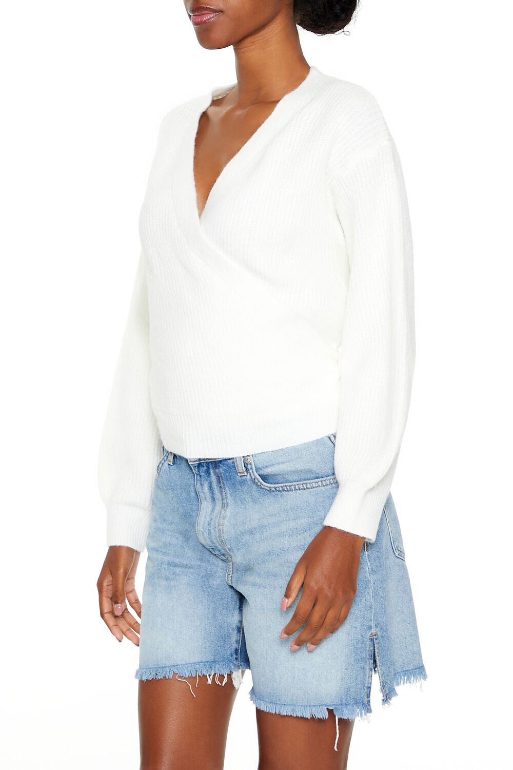  Forever 21 Drop-Sleeve Wrap Sweater - burgundy - Bonton