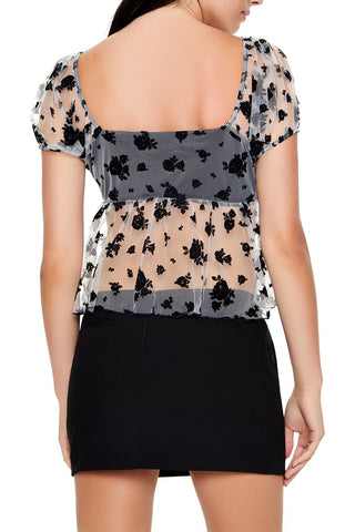 Sheer Floral Print Top
