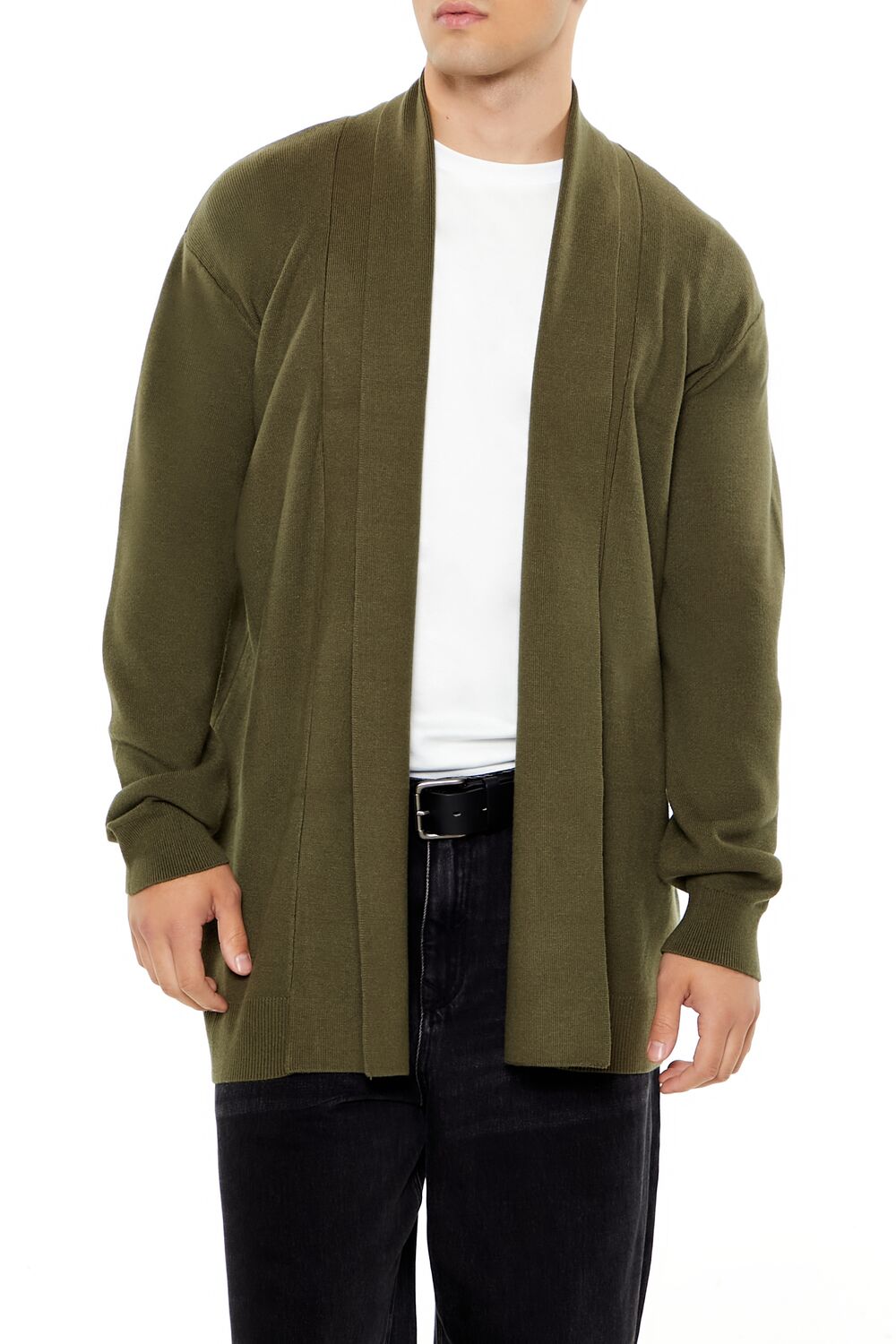  Forever 21 Open-Front Cardigan Sweater - taupe - Bonton