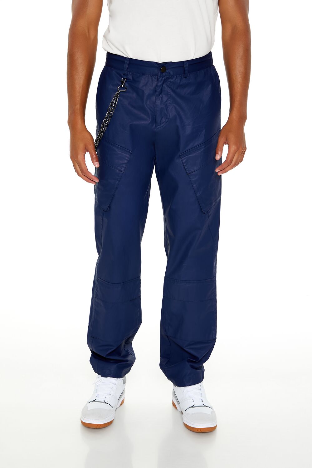  Forever 21 Mid-Rise Wallet Chain Pants - dark-navy - Bonton