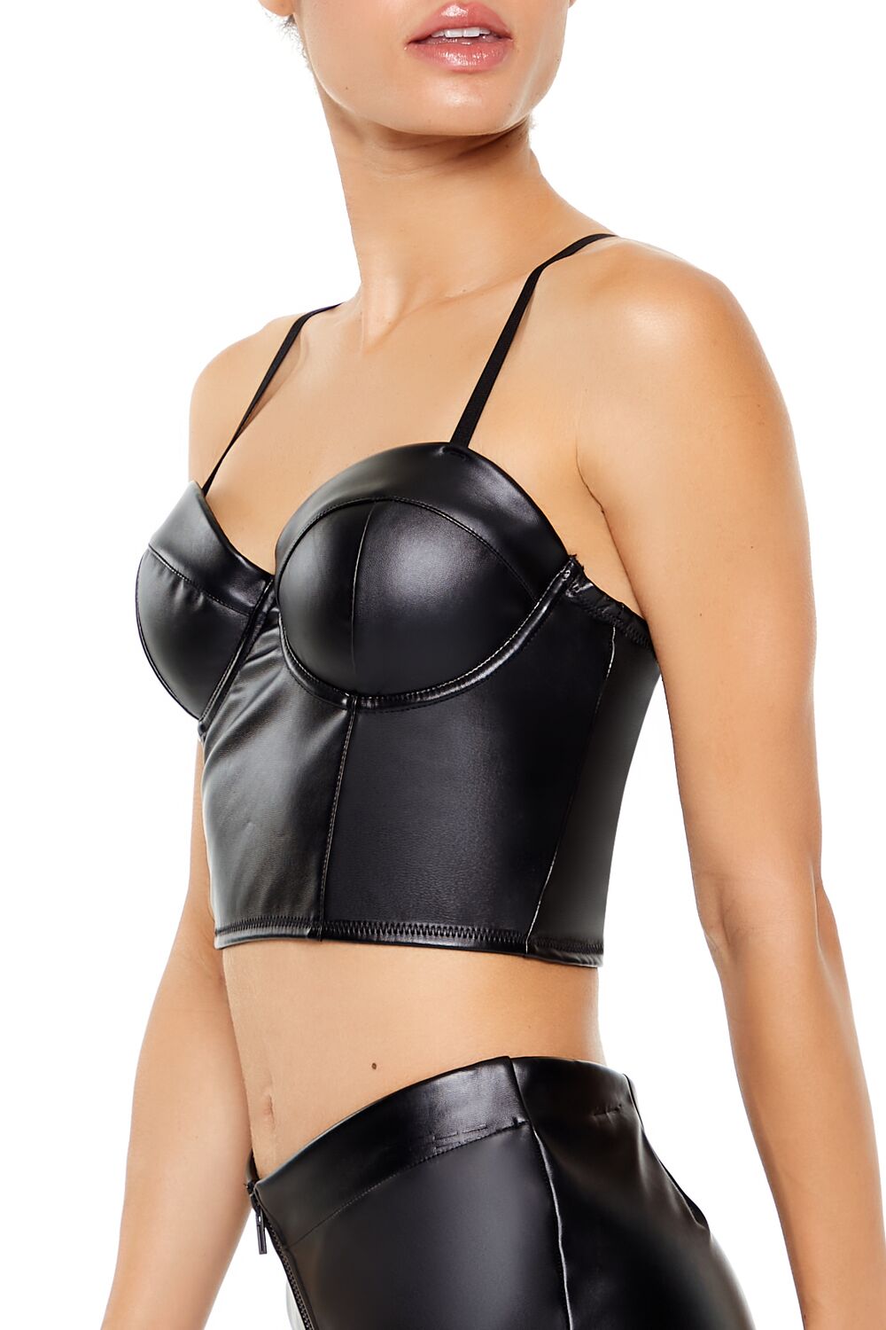  Forever 21 Bustier Cropped Lingerie Cami - black - Bonton