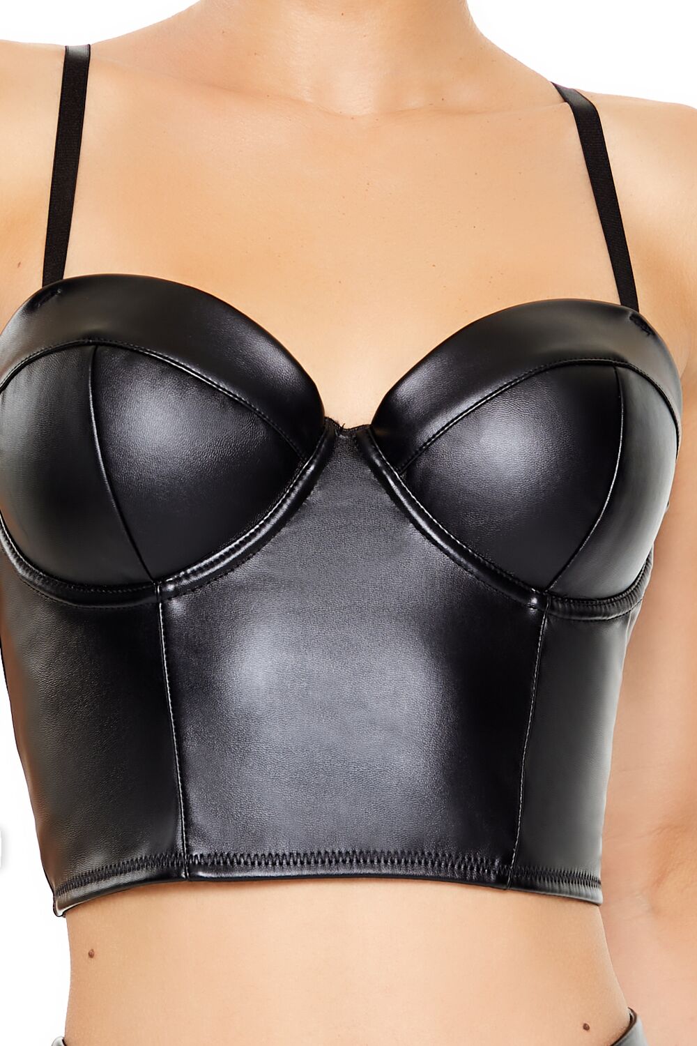  Forever 21 Bustier Cropped Lingerie Cami - black - Bonton