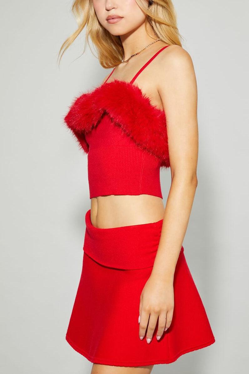  Forever 21 Mean Girls Faux Fur Sweater-Knit Cami - red - Bonton