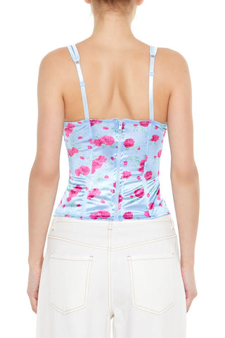 Rose Print Bustier Tank Top