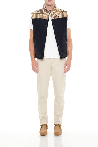 Paisley Colorblock Zip-Up Vest