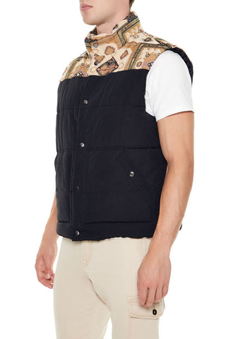 Paisley Colorblock Zip-Up Vest