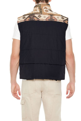 Paisley Colorblock Zip-Up Vest