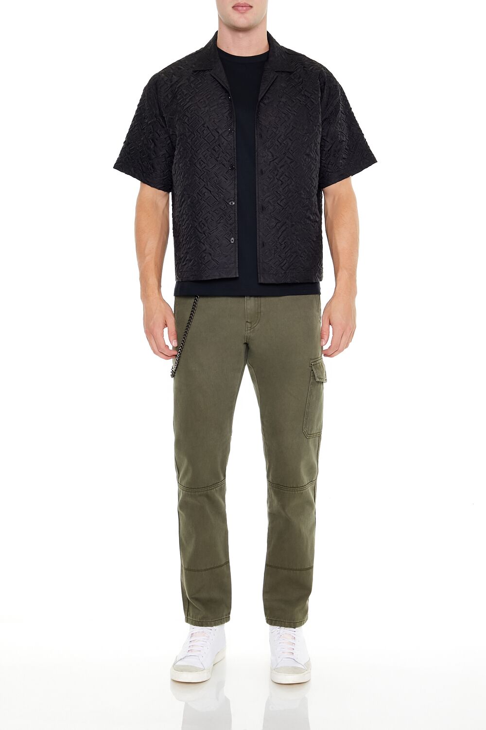  Forever 21 Oversized Textured Shirt - black - Bonton