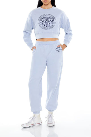 Caviar Graphic Cropped Pullover