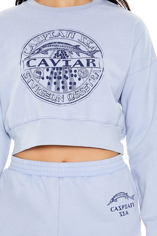 Caviar Graphic Cropped Pullover