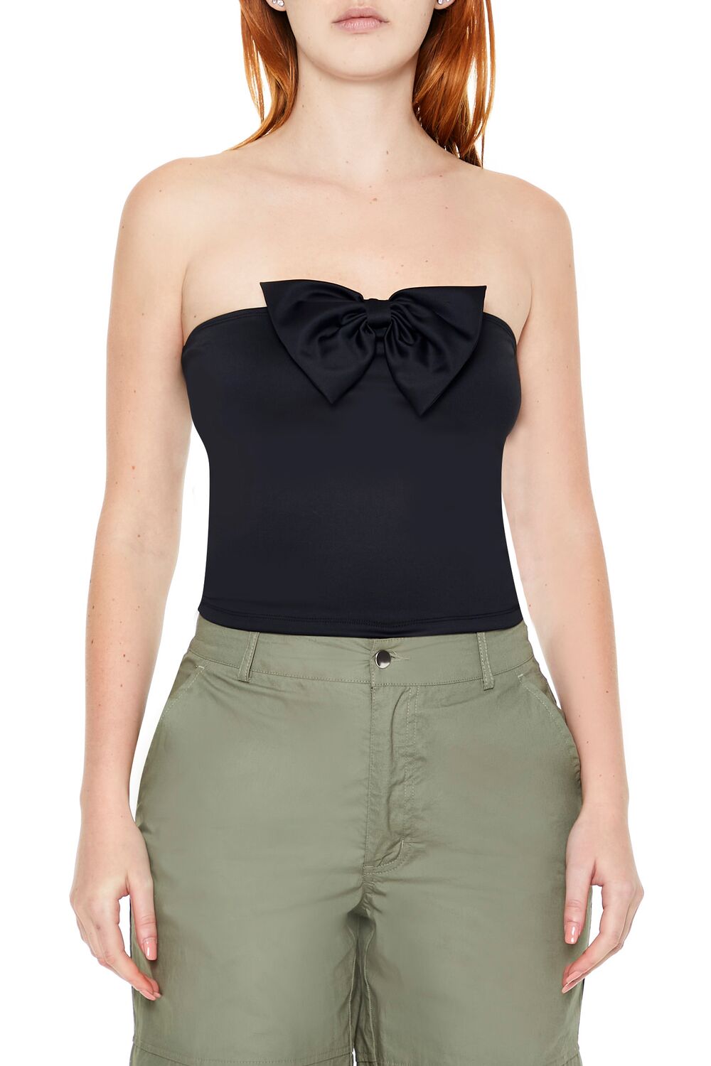  Forever 21 Scuba Knit Bow Tube Top - black - Bonton