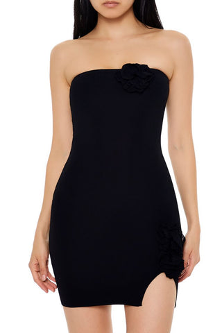 Rosette Tube Mini Sweater Dress