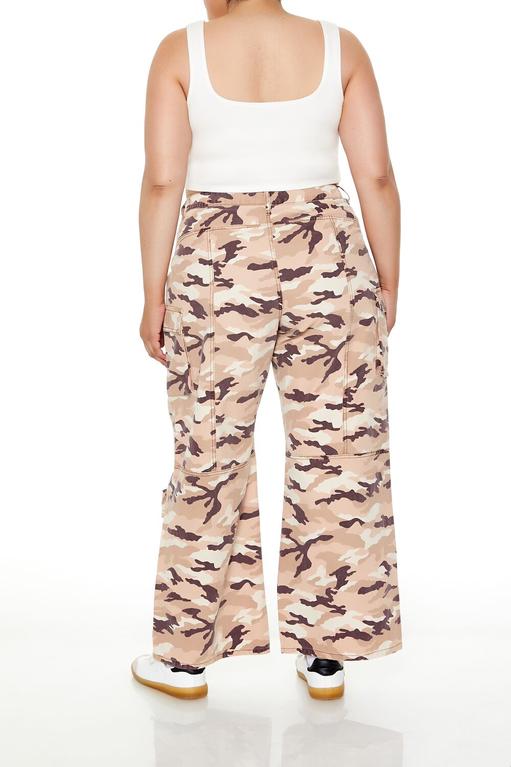  Forever 21 Plus Size Leaf Print Cargo Pants - pink-multi - Bonton