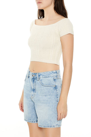 Sweater-Knit Off-the-Shoulder Crop Top