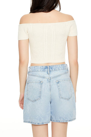 Sweater-Knit Off-the-Shoulder Crop Top