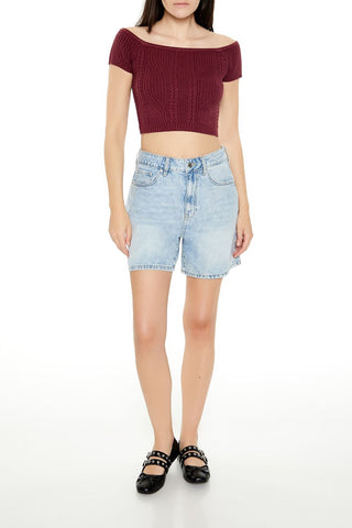 Sweater-Knit Off-the-Shoulder Crop Top